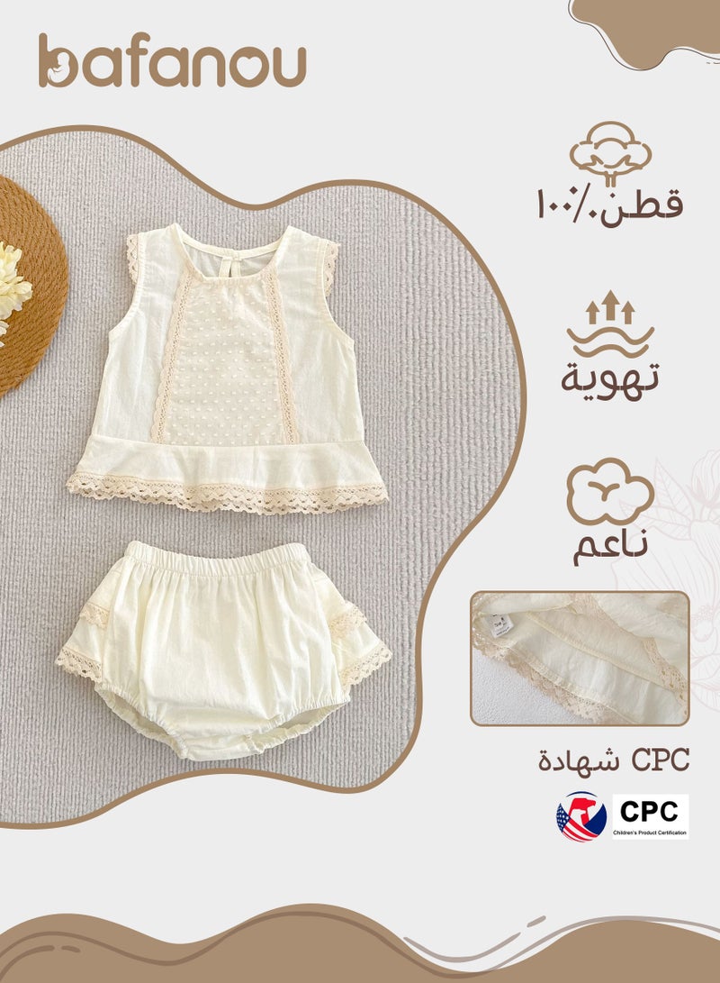 Bafanou Summer Newborn Solid Clothes Sets Infant Sleeve 2 pcs Set Baby Cotton 0-4Y Breathable Clothing - Image 2