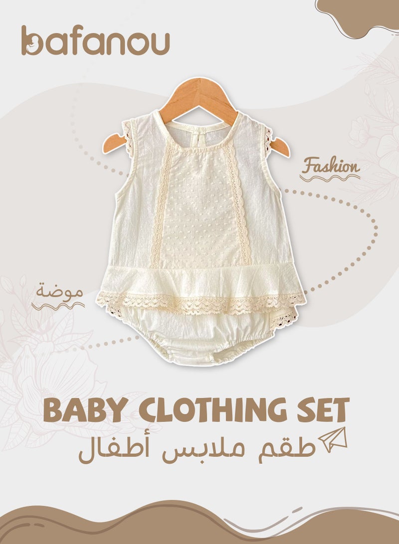 Bafanou Summer Newborn Solid Clothes Sets Infant Sleeve 2 pcs Set Baby Cotton 0-4Y Breathable Clothing - Image 1