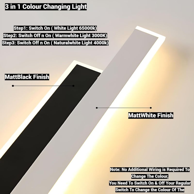 FILLISKA Led Wall Highlighter Light, 3-in-1 Colour Changing, Luxurious Wall Decor (Black&White-8808) - Image 2