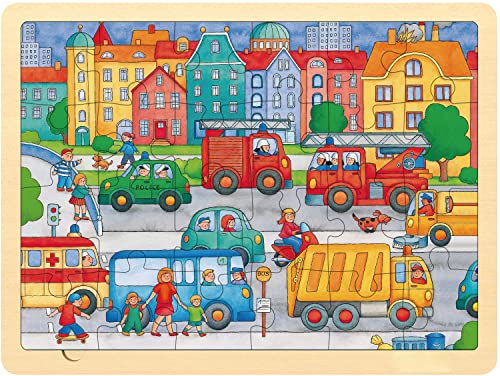 MoinKidz 24 Piece Puzzles for Kids Ages 35 in 2 Designs with Picture Underneath Unique Pieces Wooden Jigsaw Puzzle for 2 3 4 Year Old Farm and Traffic Preschool Toddler Puzzles with Puzzle Tray - Image 5