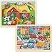 MoinKidz 24 Piece Puzzles for Kids Ages 35 in 2 Designs with Picture Underneath Unique Pieces Wooden Jigsaw Puzzle for 2 3 4 Year Old Farm and Traffic Preschool Toddler Puzzles with Puzzle Tray - Image 2