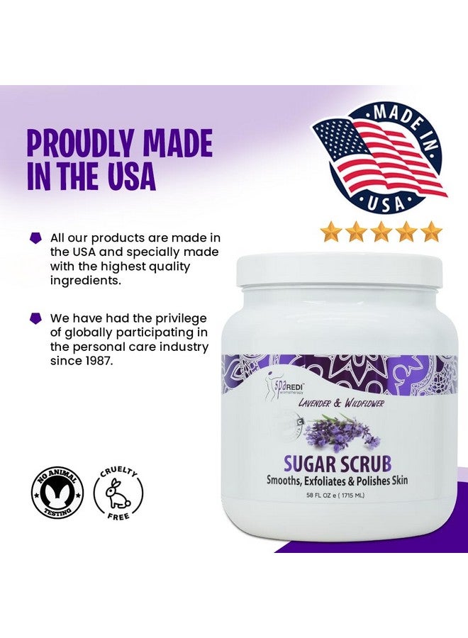 SPA REDI Sugar Scrub - Exfoliating, Moisturizing, Hydrating and Nourishing, Glow, Polish, Smooth and Fresh Skin - Body Exfoliator, Lavender & Wildflower - 58 Ounces - Image 3