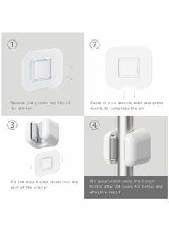 Y&D Broom Mop Holder, 3 Pcs Wall Mount Stands Rack, Sturdy Self-Adhesive  - Image 5