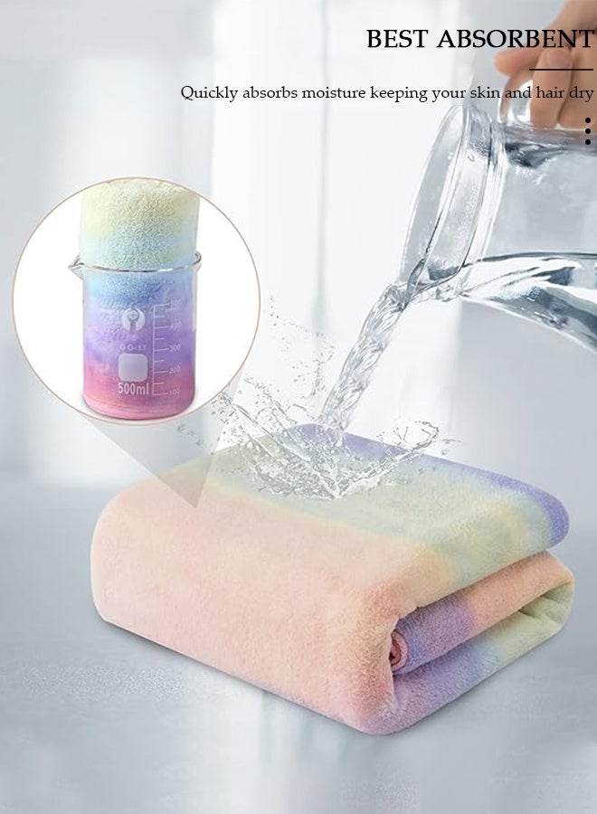 DUNISO 4 Pcs Bath Wrap Towel and Hair Drying Towel Kit, Adjustable Elastic Ultra Absorbent Towel Wrap with Snap Closure Microfiber Soft Coral Fleece Quick Dry Hair Towel Wrap for Women Girl - Image 3