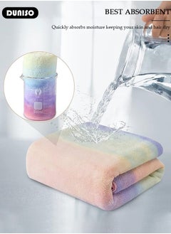 DUNISO 4 Pcs Bath Wrap Towel and Hair Drying Towel Kit, Adjustable Elastic Ultra Absorbent Towel Wrap with Snap Closure Microfiber Soft Coral Fleece Quick Dry Hair Towel Wrap for Women Girl  - Image 2