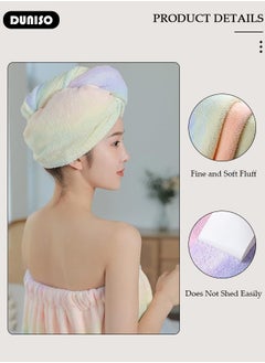 DUNISO 4 Pcs Bath Wrap Towel and Hair Drying Towel Kit, Adjustable Elastic Ultra Absorbent Towel Wrap with Snap Closure Microfiber Soft Coral Fleece Quick Dry Hair Towel Wrap for Women Girl  - Image 5