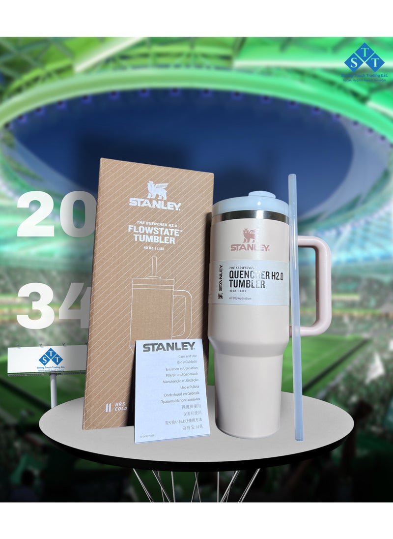 Stanley - Quencher H2.0 FlowState Stainless Steel Vacuum Insulated Tumbler with Lid and Straw for Water, Iced Tea or Coffee, Smoothie and More, Rose Quartz 2.0, 40oz Stanley Cup - Image 1