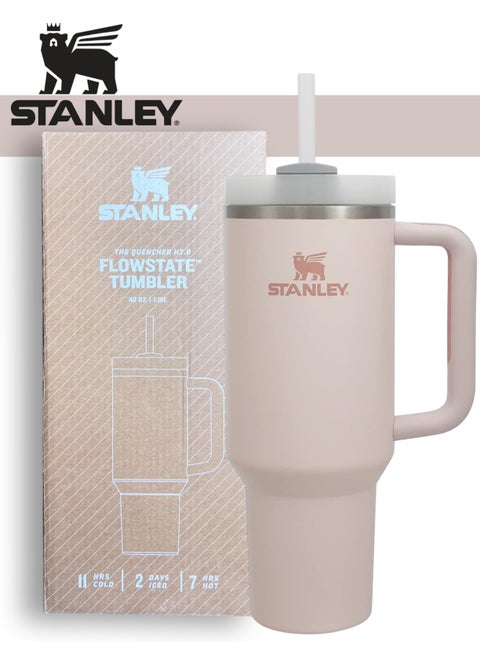 Quencher H2.0 FlowState Stainless Steel Vacuum Insulated Tumbler with Lid and Straw for Water, Iced Tea or Coffee, Smoothie and More, Rose Quartz 2.0, 40oz Stanley Cup