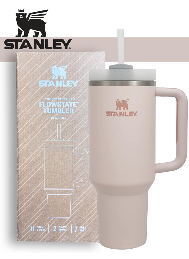 Stanley - Quencher H2.0 FlowState Stainless Steel Vacuum Insulated Tumbler with Lid and Straw for Water, Iced Tea or Coffee, Smoothie and More, Rose Quartz 2.0, 40oz Stanley Cup - Image 1