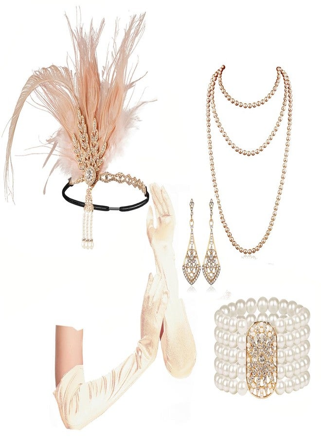 Cizoe 1920s Accessories Set for Women, Flapper Accessory Great Gatsby Costume Headband Flapper Necklace 20s Gloves(ch) - Image 1