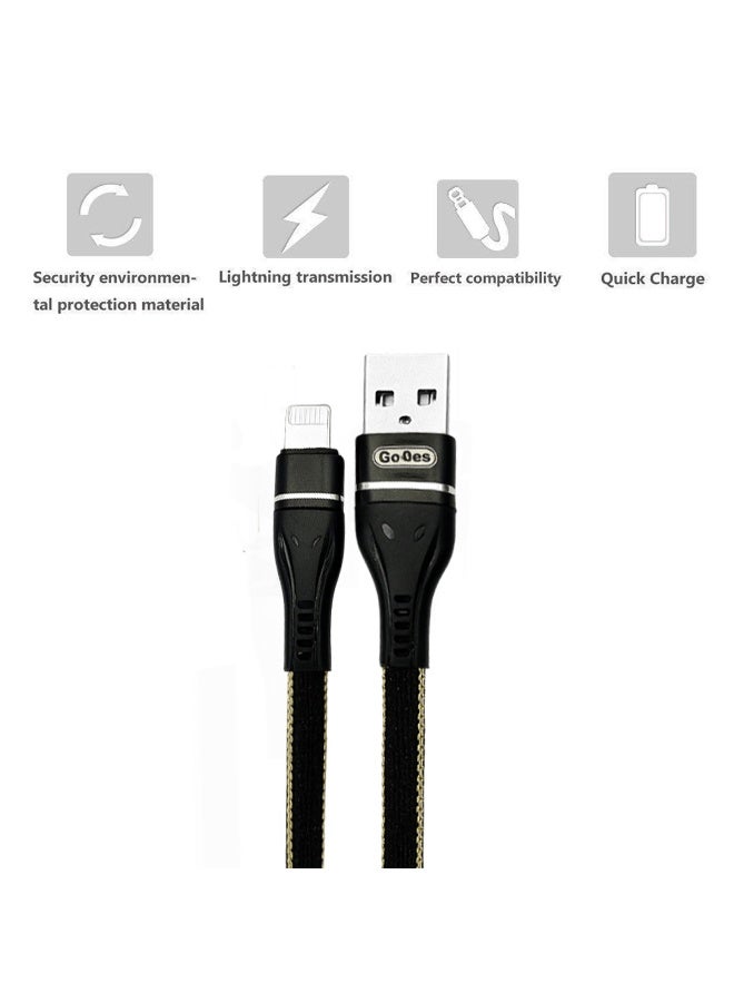 جو-ديز كابل شحن ونقل بيانات سريع Go-Des بطول 2 متر لأجهزة iPhone، موصل USB إلى iPhone بقوة 2.4 أمبير، سلك مضفر قوي، مقاوم للحرارة، قلب نحاسي مطلي بالقصدير، كابل شحن ومزامنة متين GD-UC530IP - Image 1