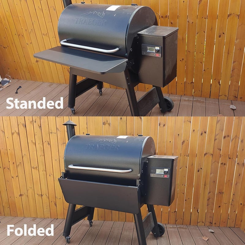 Utheer Folding Front Shelf for Traeger Pro 780 and Ironwood 885, BAC442 Grill Accessory 32.9" x 11.5", Heavy-Duty Steel Table Supports 60 LBS, Foldable Prep & Storage Station for BBQ Tools & Food - Image 2
