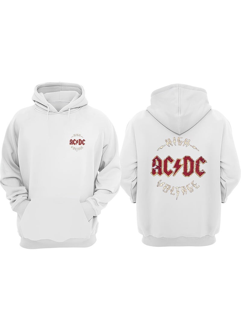 The Wert - Unisex Ac Dc Voltage Design Front Back Printed Regular Fit White Sweatshirt - Image 1