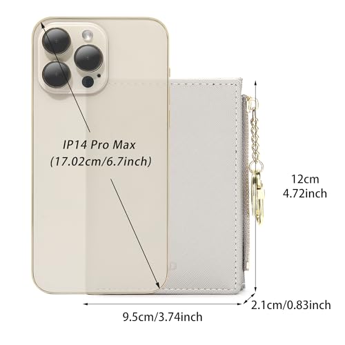 GEEAD Small Wallets for Women Bifold Slim Coin Purse Zipper ID Card Holder PU Leather Grey - Image 3