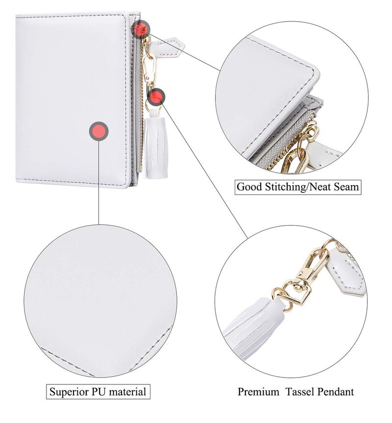 GEEAD Small Wallets for Women Bifold Slim Coin Purse Zipper ID Card Holder PU Leather Grey - Image 4