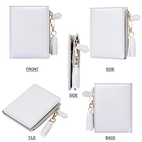 GEEAD Small Wallets for Women Bifold Slim Coin Purse Zipper ID Card Holder PU Leather Grey - Image 5