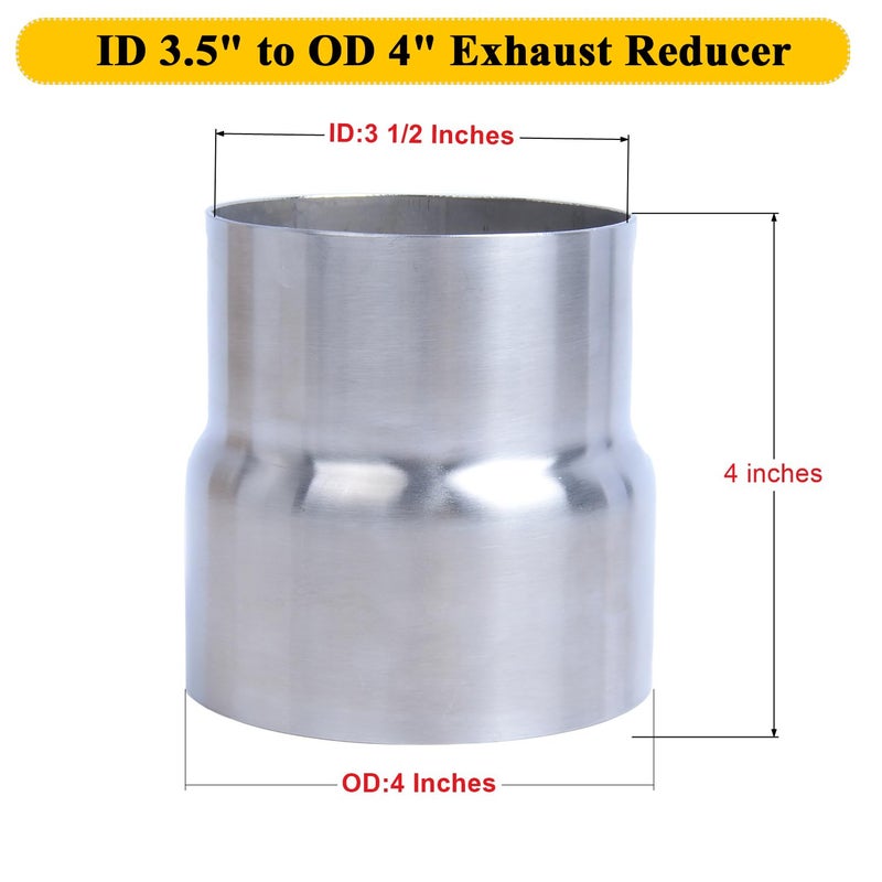 Elifecenter Universal Stainless ID 3.5 inch to OD 4 inch Exhaust Adapter Reducer (3-1/2" ID to 4" OD) - Image 3