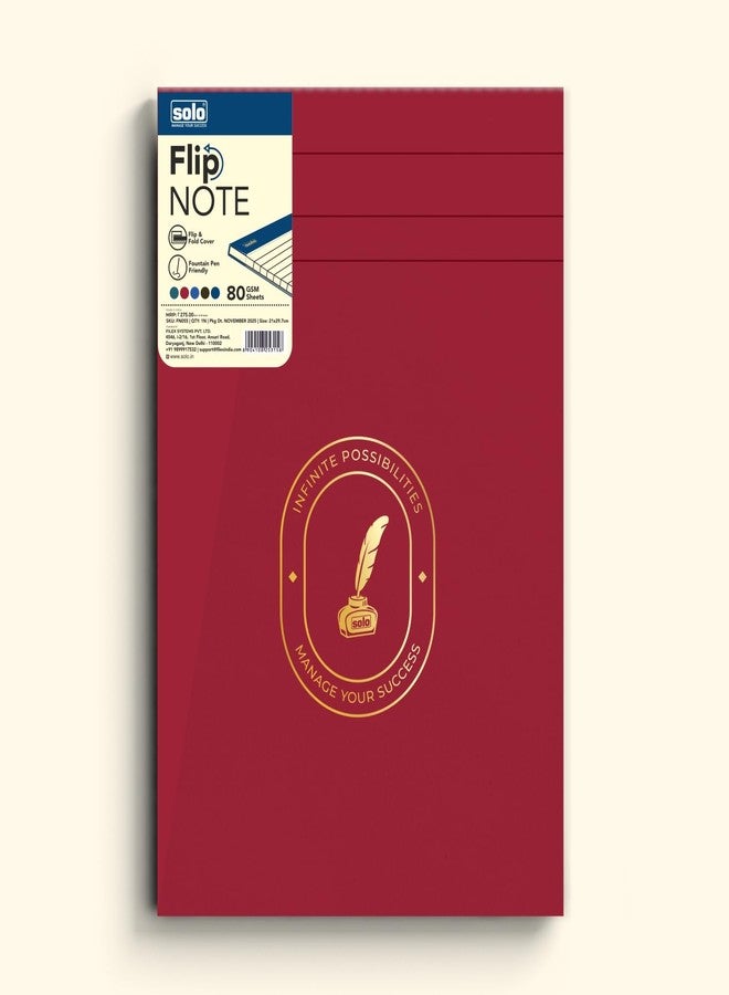 سولو مفكرة SOLO Flip Note A4 - غلاف مخملي، 80 ورقة من الورق الناعم الفاخر، دفتر ملاحظات متين وناعم الملمس للعمل والدراسة والاجتماعات، 5 ألوان أنيقة (عنابي) - Image 1
