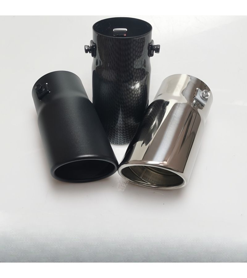 1PC 2 Inch 76mm Diameter Double Layer Round Bevel Exhaust Tailpipe Silvery Stainless Steel Single Outlet Universal Car Motorcycle Muffler Replacement - Image 4