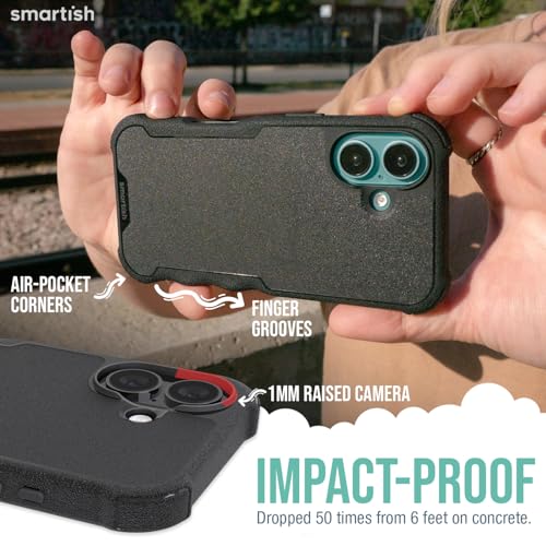 Smartish® iPhone 16 Protective Magnetic Case - Gripzilla Compatible with MagSafe [Rugged + Tough] Heavy Duty Grip Armored Slim Cover w/Drop Tested Protection for Apple iPhone 16 - Black Tie Affair - Image 4