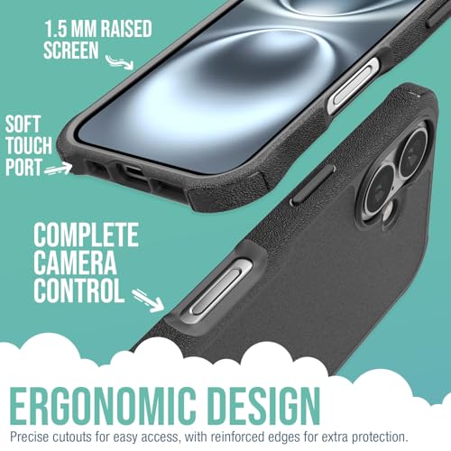 Smartish® iPhone 16 Protective Magnetic Case - Gripzilla Compatible with MagSafe [Rugged + Tough] Heavy Duty Grip Armored Slim Cover w/Drop Tested Protection for Apple iPhone 16 - Black Tie Affair - Image 3