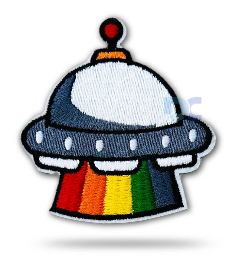 Daily Crafts Daily Crafts 1 Piece Flying Astronaut Galaxy Superhero 1 UFO Rainbow Colored Spaceship 1 Colorful Planet with Rings Embroidery Work Iron On and Sew On Patch for DIY T Shirt Decoration Accessories - Image 4