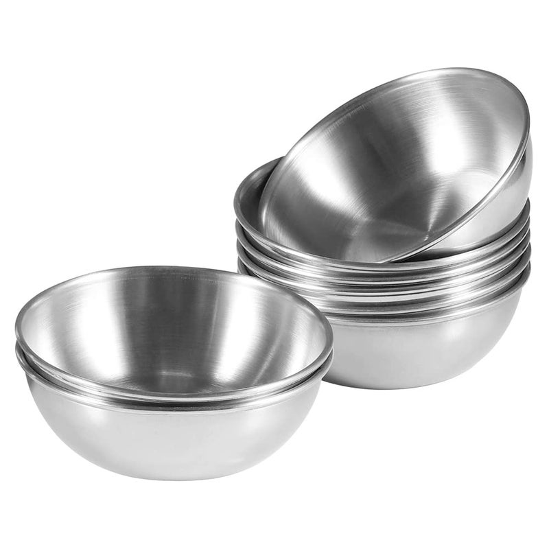 Amytalk 8 Pack 3.5inch Stainless Steel Sauce Dishes Mini Individual Saucers Bowl Round Seasoning Dishes Sushi Dipping Bowl Appetizer Plates, Sliver - Image 1