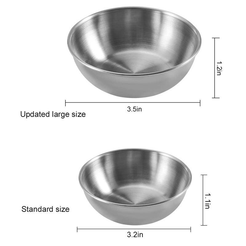 Amytalk 8 Pack 3.5inch Stainless Steel Sauce Dishes Mini Individual Saucers Bowl Round Seasoning Dishes Sushi Dipping Bowl Appetizer Plates, Sliver - Image 2