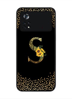 Stylizedd Rugged Black Edge Case for Poco M4 Pro 4G, Slim fit Thin Cover -  Custom Monogram Initial Letter Mandala Floral Pattern Alphabet- S (Black)  - Image 1