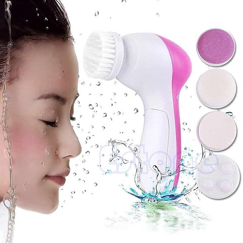 Vichip 5 in 1 Face Facial Exfoliator Electric Massage Machine Care & Cleansing Cleanser Massager Kit For Smoothing Body Beauty Skin Cleaner facial massager machine for face- Multicolor - Image 3
