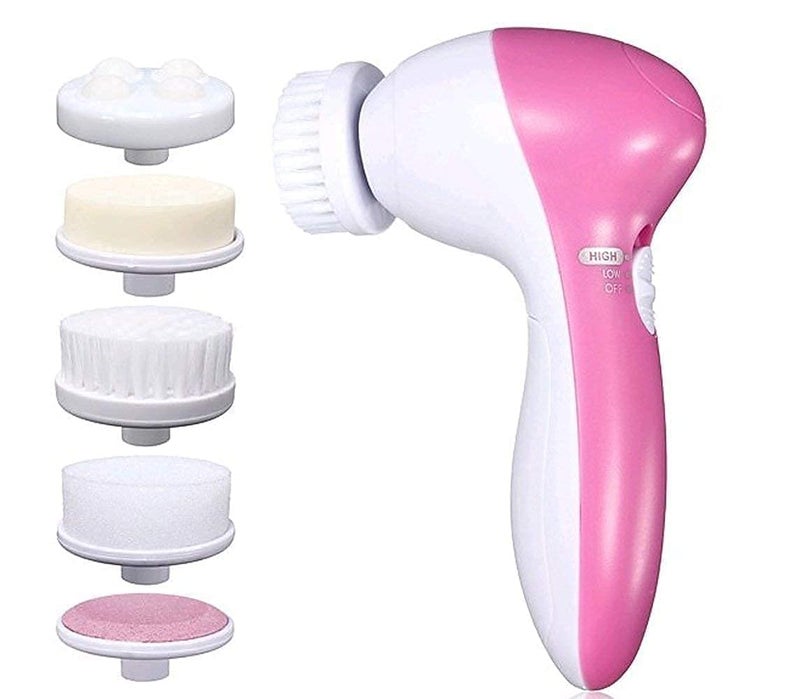 Vichip 5 in 1 Face Facial Exfoliator Electric Massage Machine Care & Cleansing Cleanser Massager Kit For Smoothing Body Beauty Skin Cleaner facial massager machine for face- Multicolor - Image 1