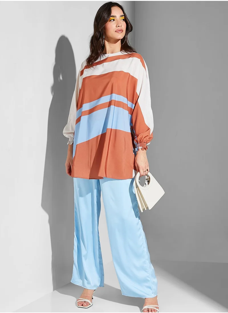 Namshi x Modanisa Color Block Balloon Sleeve Top