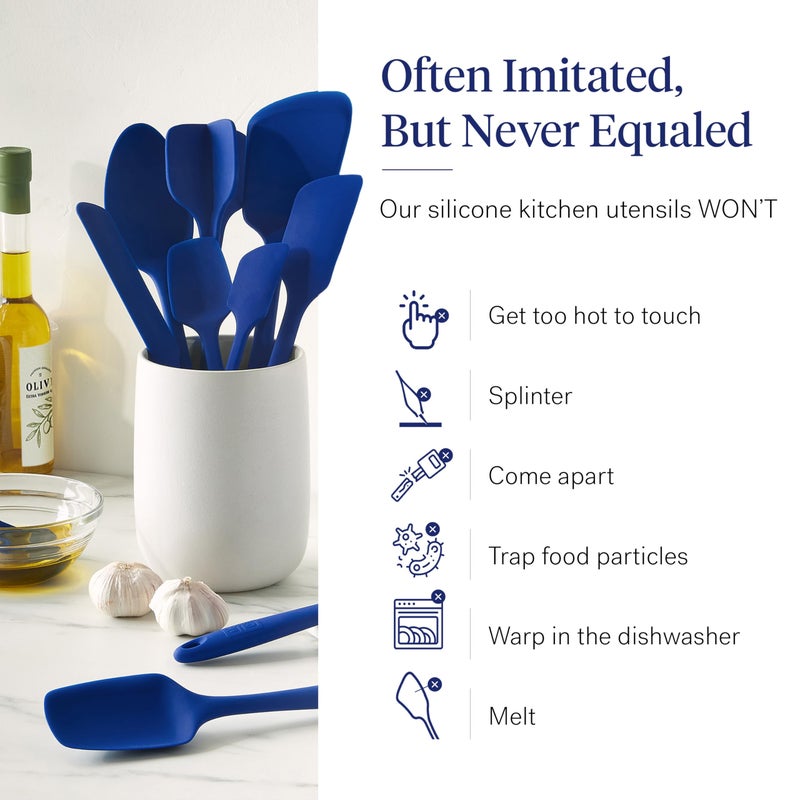 GIR: Get It Right 10-Piece Silicone Essentials Kitchen utensils set - Ladle, Spatula, Flip, Spoon & Spoonula - Non toxic cooking utensils for Nonstick Cookware, Cooking and Baking - Royal Blue - Image 5