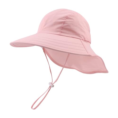Yuoahcn Toddler Summer Hat with Neck Flap Waterproof Kids Swim Hat Baby UV Protection Sun Hats Beach Cap for Boys Girls 48 Years Pink - Image 1