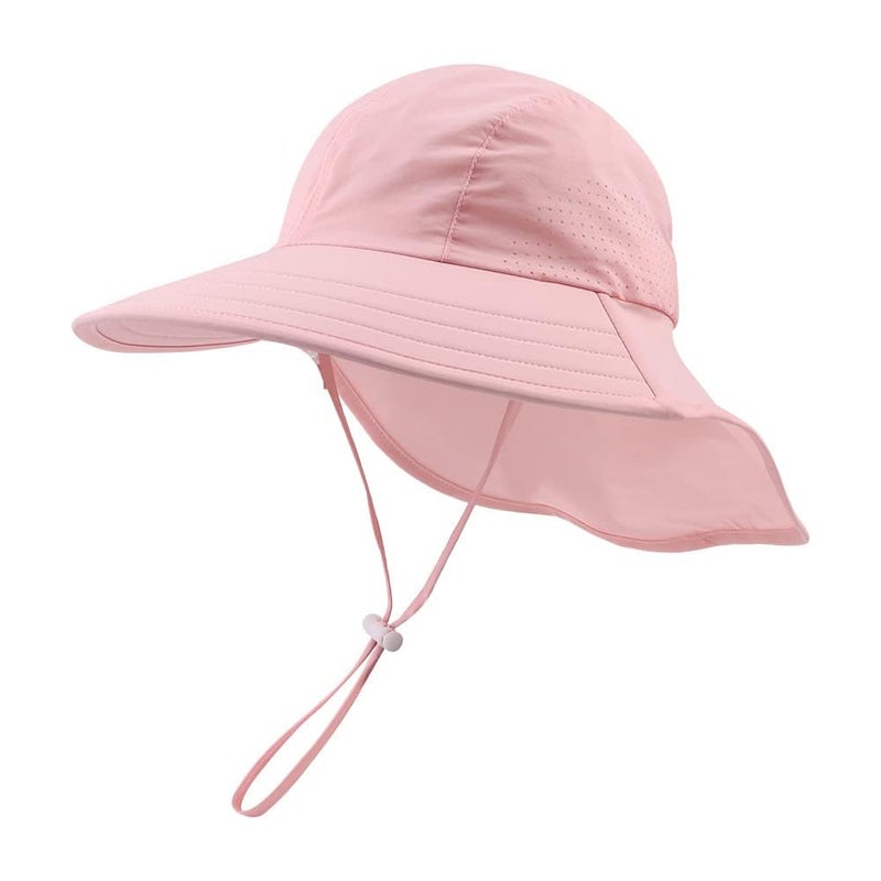 Yuoahcn Toddler Summer Hat with Neck Flap Waterproof Kids Swim Hat Baby UV Protection Sun Hats Beach Cap for Boys Girls 48 Years Pink - Image 3