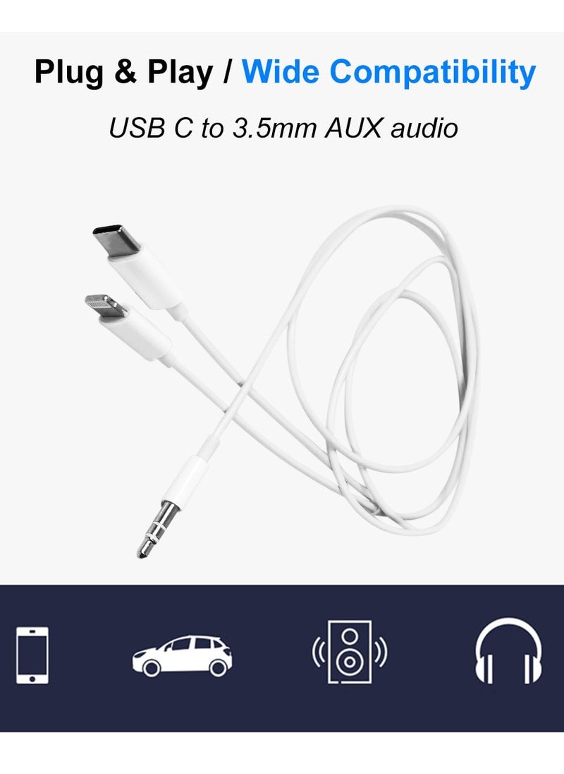 Generic USB Type-C & Lightning to 3.5mm Aux Audio Jack Cable Headphone Adapter 2 in 1 Audio Adapter Converter 1M for iPhone/Android Phones JHCM32  - Image 4
