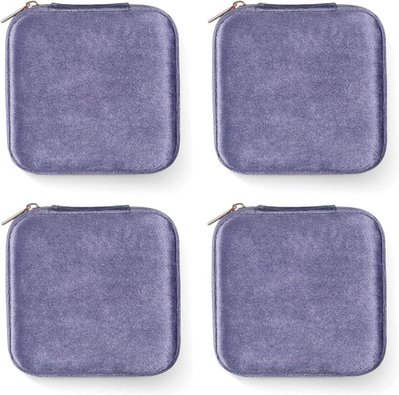 ZPROW Plush Velvet Travel Jewelry Case, Travel Jewelry Organizer, Jewelry Travel Case,Travel Jewelry Box,Small Jewelry Case,Jewelry Travel Box, Earring Organizer with Mirror - Periwinkle 4packs - Image 1