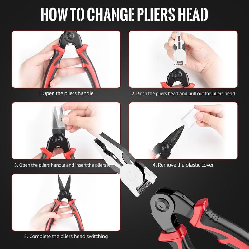 XBEY Multifunctional Wire Stripper and Cutter Crimping Tool Wire Stripper Crimping Plier Cable Cutter MultiPurpose Wire Stripper Crimping Tool Red 5 In 1 Wire Stripper Set - Image 4