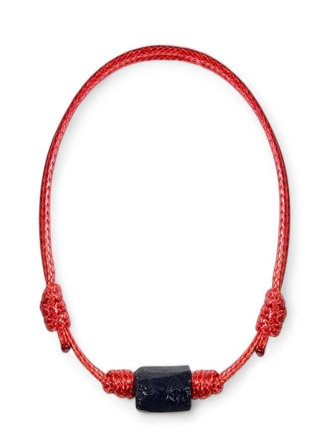 Luck Strings سوار من التورمالين الأسود قابل للتعديل للرجال والنساء، مجوهرات للحماية وجلب الحظ (أحمر) - Image 1