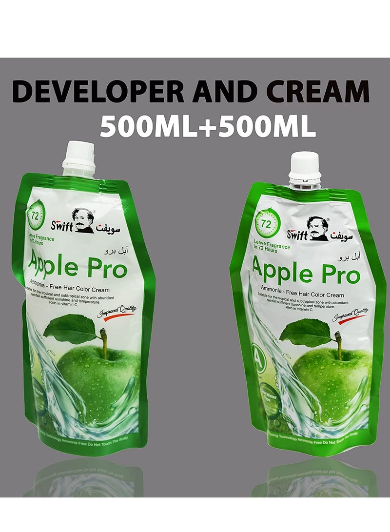 Swift Apple Pro hair dye cream with an advanced formula and 100% coverage for white hair from Swift a creamy hair dye in a dark black color 2*500 ml - Image 2
