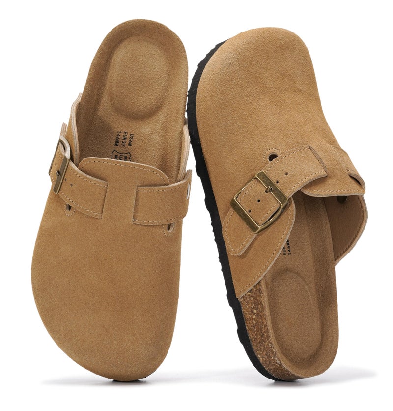Project Cloud 100% Genuine Leather Footbed Clogs for Women - Memory Foam Arch Support Slippers for Women - Trendy Slip-ons Women's Mules & Clogs Sandals (Benton,RSTSDE,11M) - Image 1