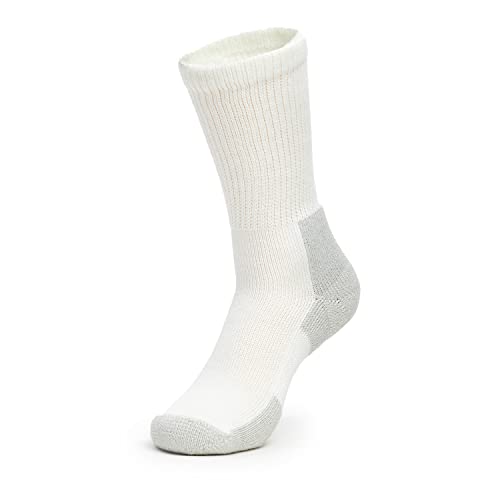 thorlos unisex adult Xj Max Cushion Crew Running Socks, White/Platinum, Large US - Image 1