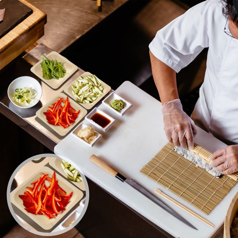 Hoolerry Disposable Square Palm Bowls Palm Leaf Bowls Bamboo Disposable Plates Square Wood Plates for Birthday Party  Wedding Events  Appetizer  Dessert  Catering and Home Use (50  3.94x3.94x0.6 Inch) - Image 4