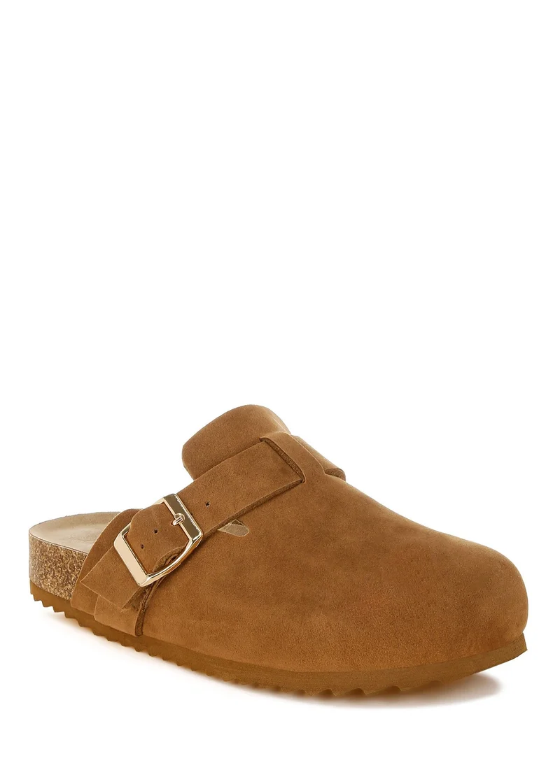 London Rag London Rag Women's Buckle Accent Slip-On Footbed Mules In Tan