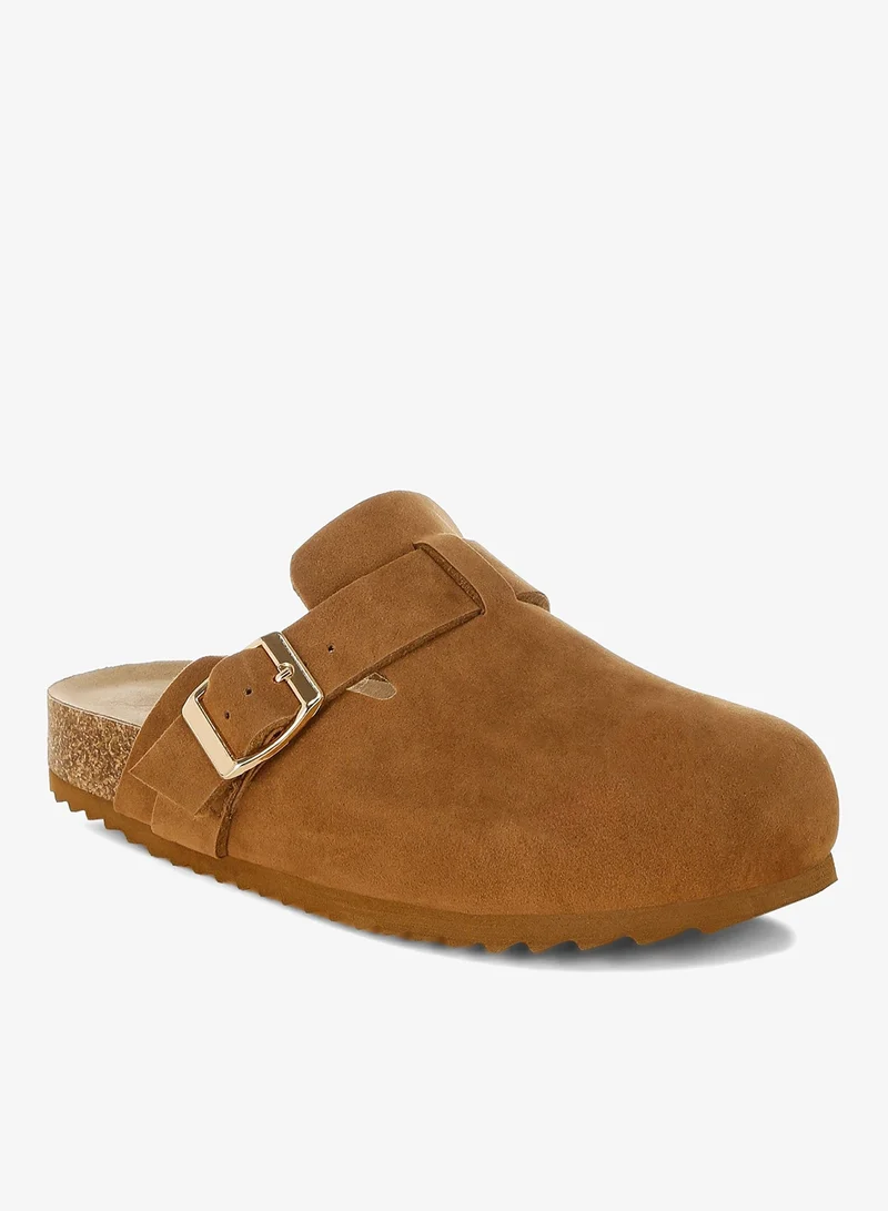 London Rag London Rag Women's Buckle Accent Slip-On Footbed Mules In Tan