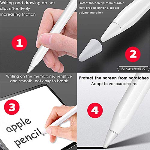OJOS 8 Pcs Silicone Pencil Nib/Tip Protector Cap for Drawing Noiseless Compatible for Apple Pencil 1st/2nd Replacement Non-Slip Writing Nib/Tip Protector (Black) - Image 5