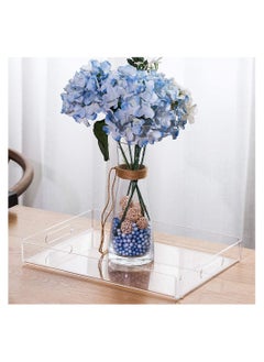 Eworld Set of 2 Acrylic Decorative Serving Tray For Coffee Tea and Household Items with Handles  - Image 5