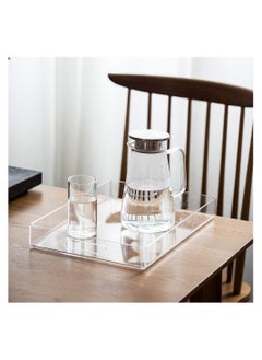 Eworld Set of 2 Acrylic Decorative Serving Tray For Coffee Tea and Household Items with Handles  - Image 4
