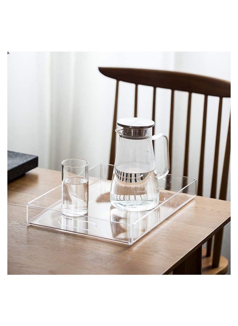 Eworld Set of 2 Acrylic Decorative Serving Tray For Coffee Tea and Household Items with Handles  - Image 4