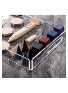 Eworld Set of 2 Acrylic Decorative Serving Tray For Coffee Tea and Household Items with Handles  - Image 2